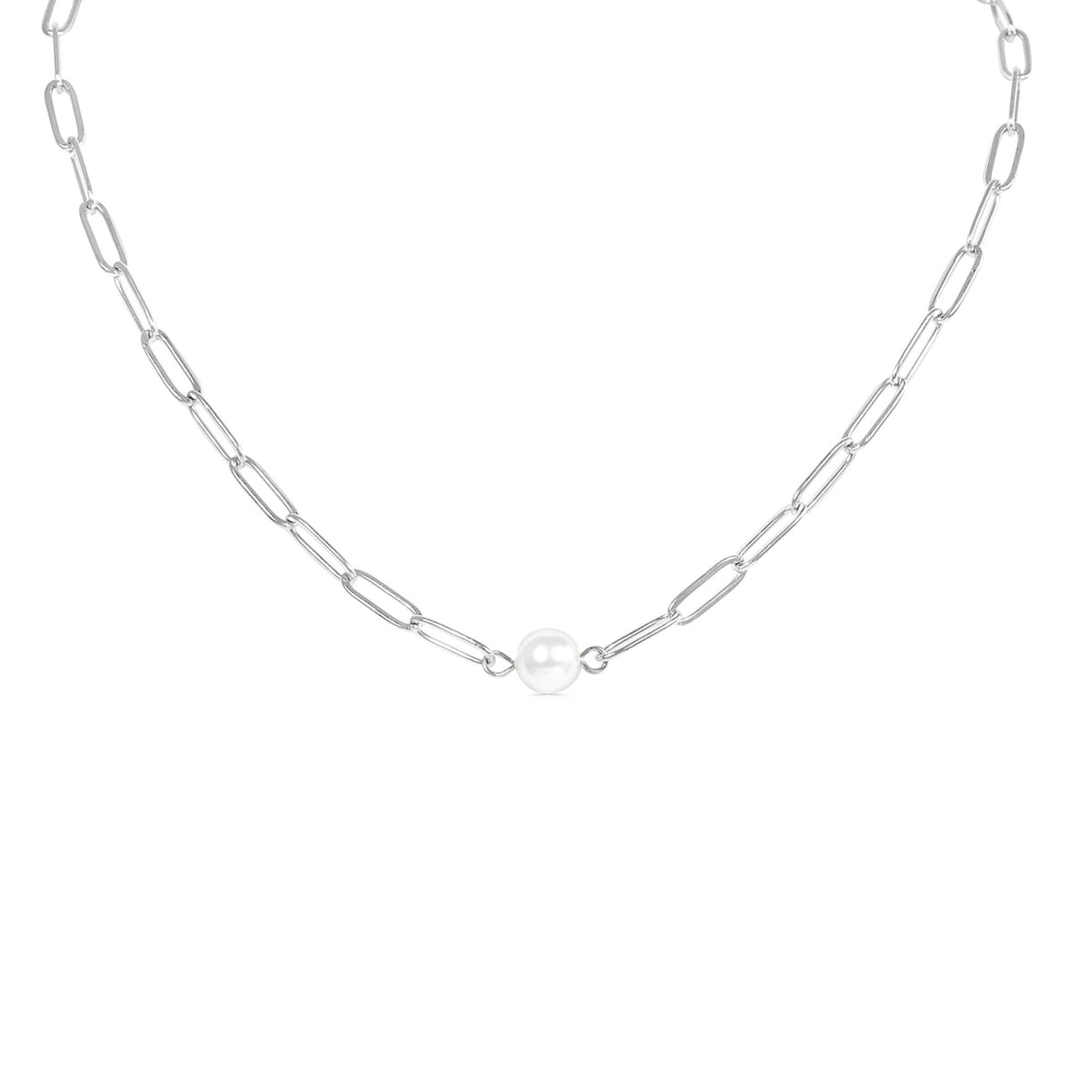 Pearl Paperclip Chain Necklace