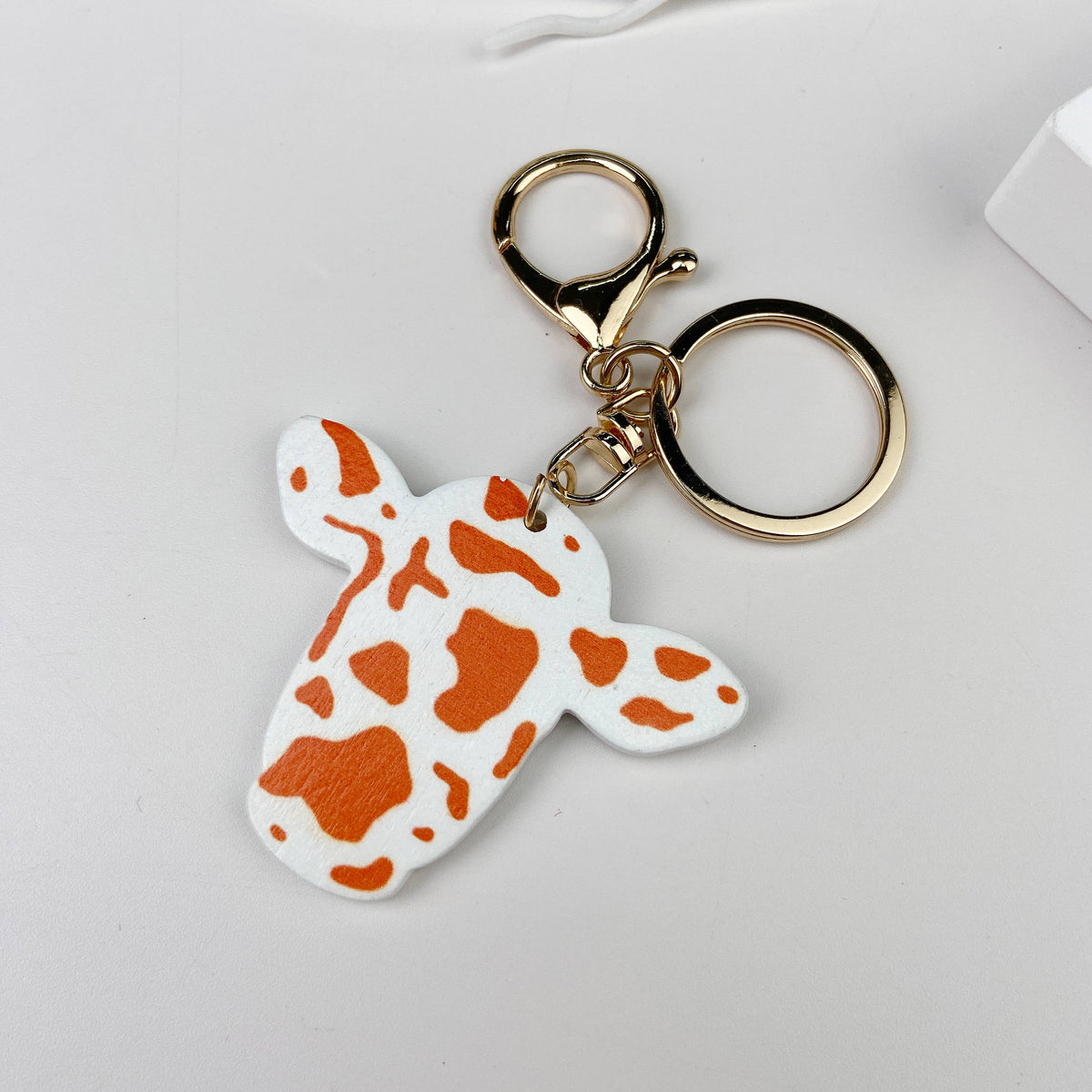Wooden Bull Head Keychain