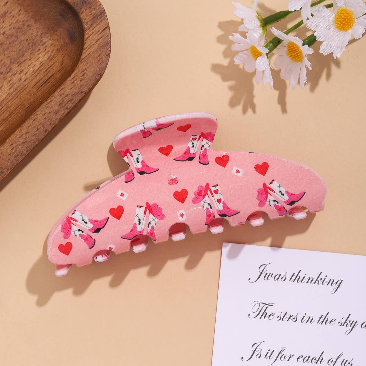 Cowgirl Boot & Western Casino Symbols Print Hair Clip