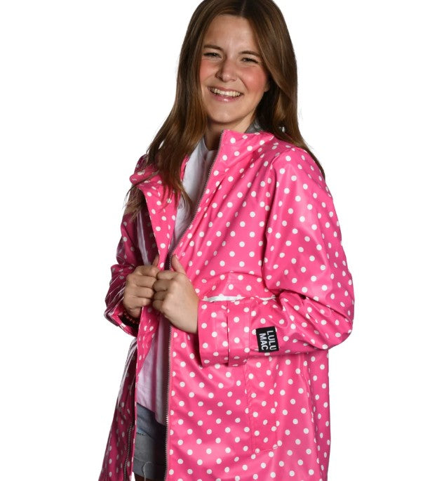 LuLu Mac Hot Pink/White Polka Dot Raincoat