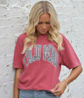Lulu Mac Houndstooth Crimson Comfort Colors Tee