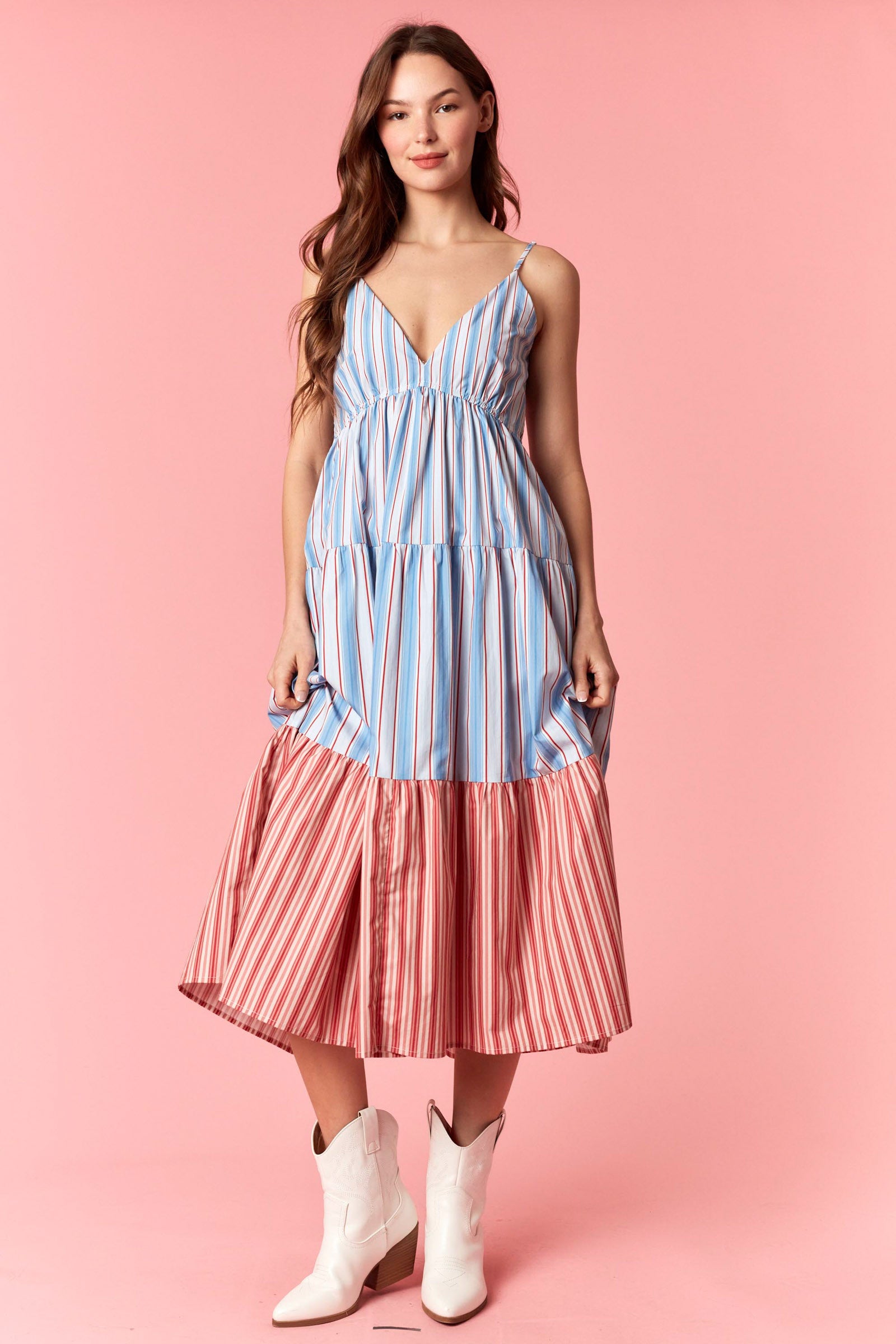 Stars & Stripes Tiered Maxi Dress