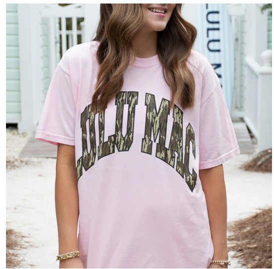 Lulu Mac Mossy Oak Bottomland Blossom Tee Pink Camo