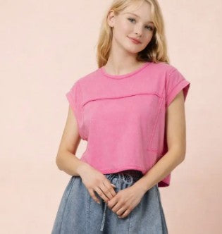 Mineral Washed Sleeveless Knit Crop Top