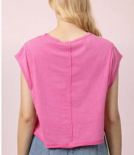 Mineral Washed Sleeveless Knit Crop Top